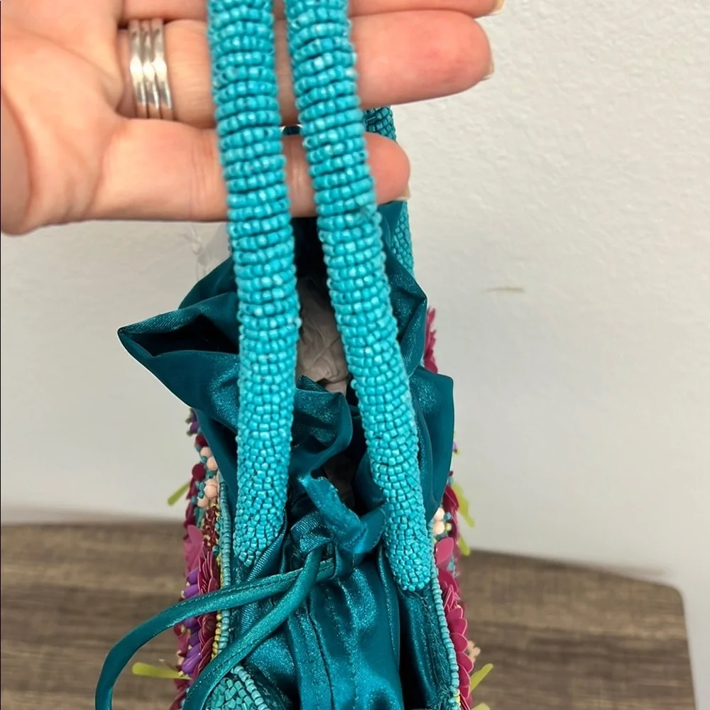 Playful Vibrant Blue & Purple Mini Beaded Bag 🩵 - Picture 11 of 11